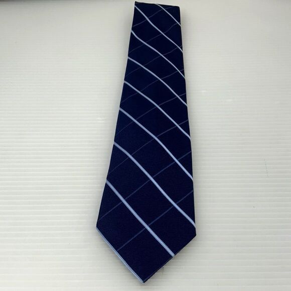Tommy Hilfiger Mens Tie Blue White Striped Business Work Designer Necktie (E3) - Picture 1 of 5